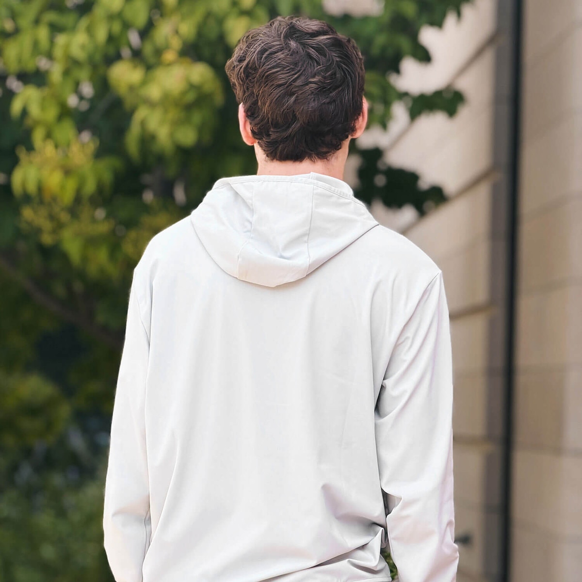 Back of Columbia Punching Cy Gray Long Sleeve Hood